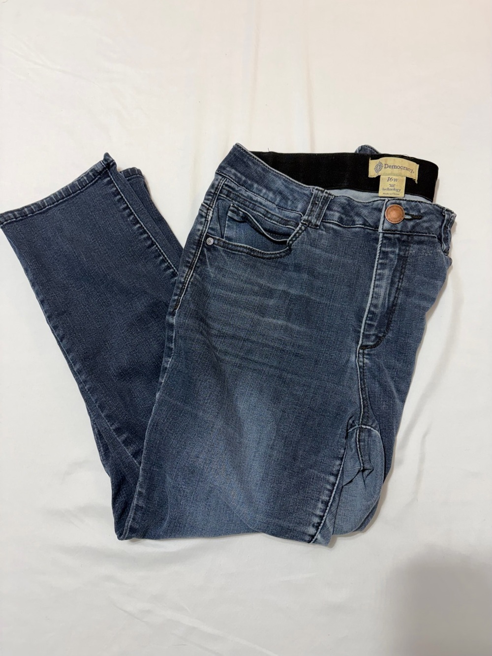 Democracy Absolution Jeans Women 16W Blue Medium Wash Stretch Ankle Skinny Denim